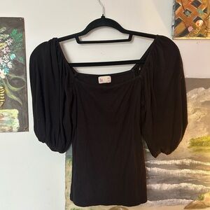 SO Black Fitted Puff Sleeve Blouse